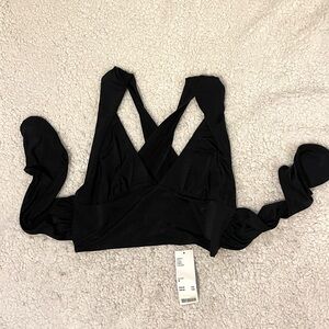 Black Plunge Crop Top